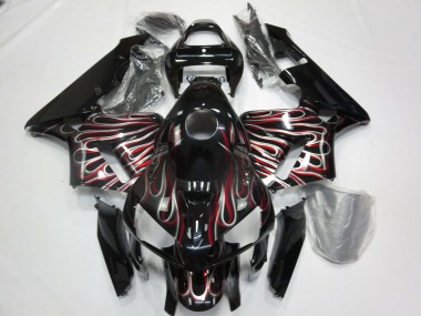 Silver and Red Flame 05-06 Honda CBR600RR Fairings