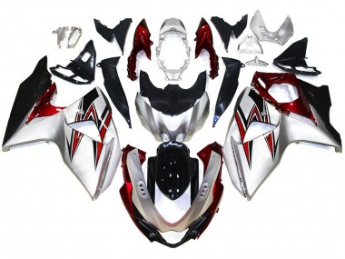Silver with Red Hints 09-16 Suzuki GSXR 1000 Fairings