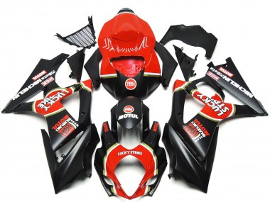 Vibrant Matte Black Custom Lucky Strike 07-08 Suzuki GSXR 1000 Fairings