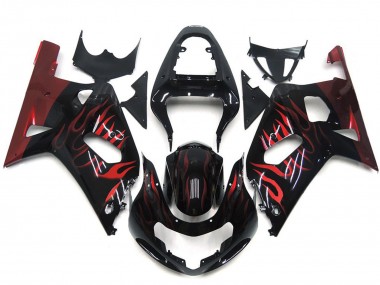 Vibrant Red Flame 01-03 Suzuki GSXR 600-750 Fairings