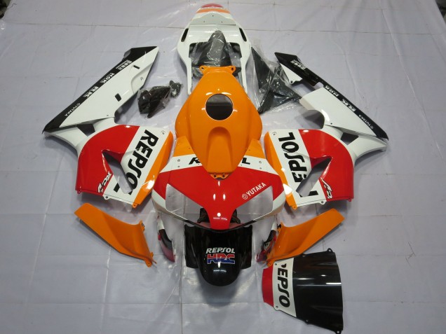 White Orange Repsol 03-04 Honda CBR600RR Fairings White Orange Repsol 03-04 Honda CBR600RR Fairings