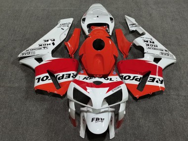 White Red and Orange Repsol 05-06 Honda CBR600RR Fairings