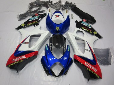 White Rockstar 07-08 Suzuki GSXR 1000 Fairings