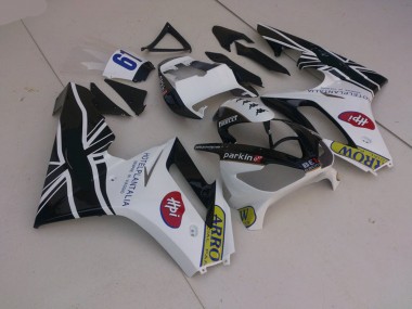 White and Black with Flag 06-08 Triumph Daytona 675 Fairings