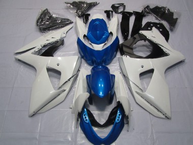 White and Blue 09-16 Suzuki GSXR 1000 Fairings