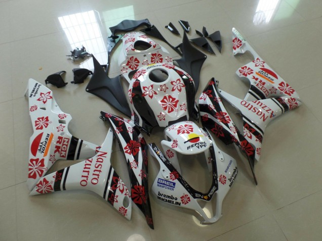 White and Red Nastro Azzurro 07-08 Honda CBR600RR Fairings White and Red Nastro Azzurro 07-08 Honda CBR600RR Fairings