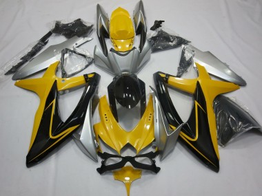 Yellow Black and Silver 08-10 Suzuki GSXR 600-750 Fairings