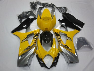 Yellow Silver 07-08 Suzuki GSXR 1000 Fairings