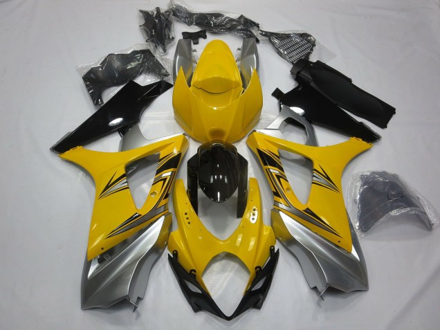Yellow Silver 07-08 Suzuki GSXR 1000 Fairings Yellow Silver 07-08 Suzuki GSXR 1000 Fairings