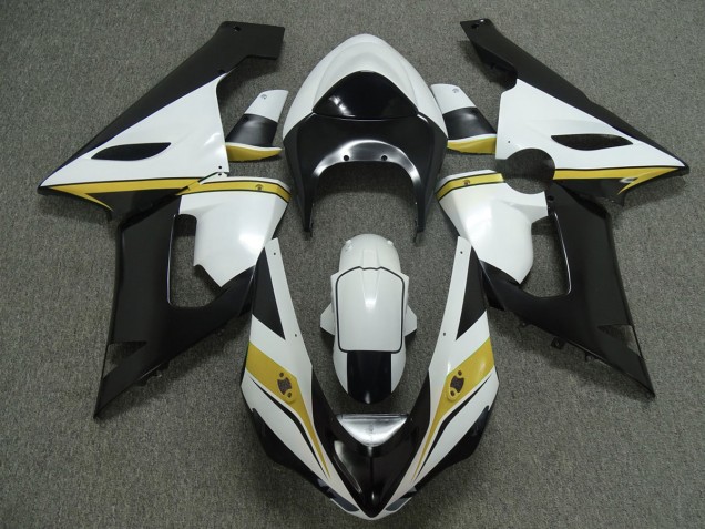 Yellow White and Black 05-06 Kawasaki ZX6R Fairings Yellow White and Black 05-06 Kawasaki ZX6R Fairings