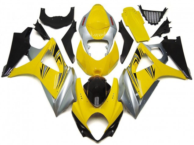 Yellow and Silver OEM Style 07-08 Suzuki GSXR 1000 Fairings Yellow and Silver OEM Style 07-08 Suzuki GSXR 1000 Fairings